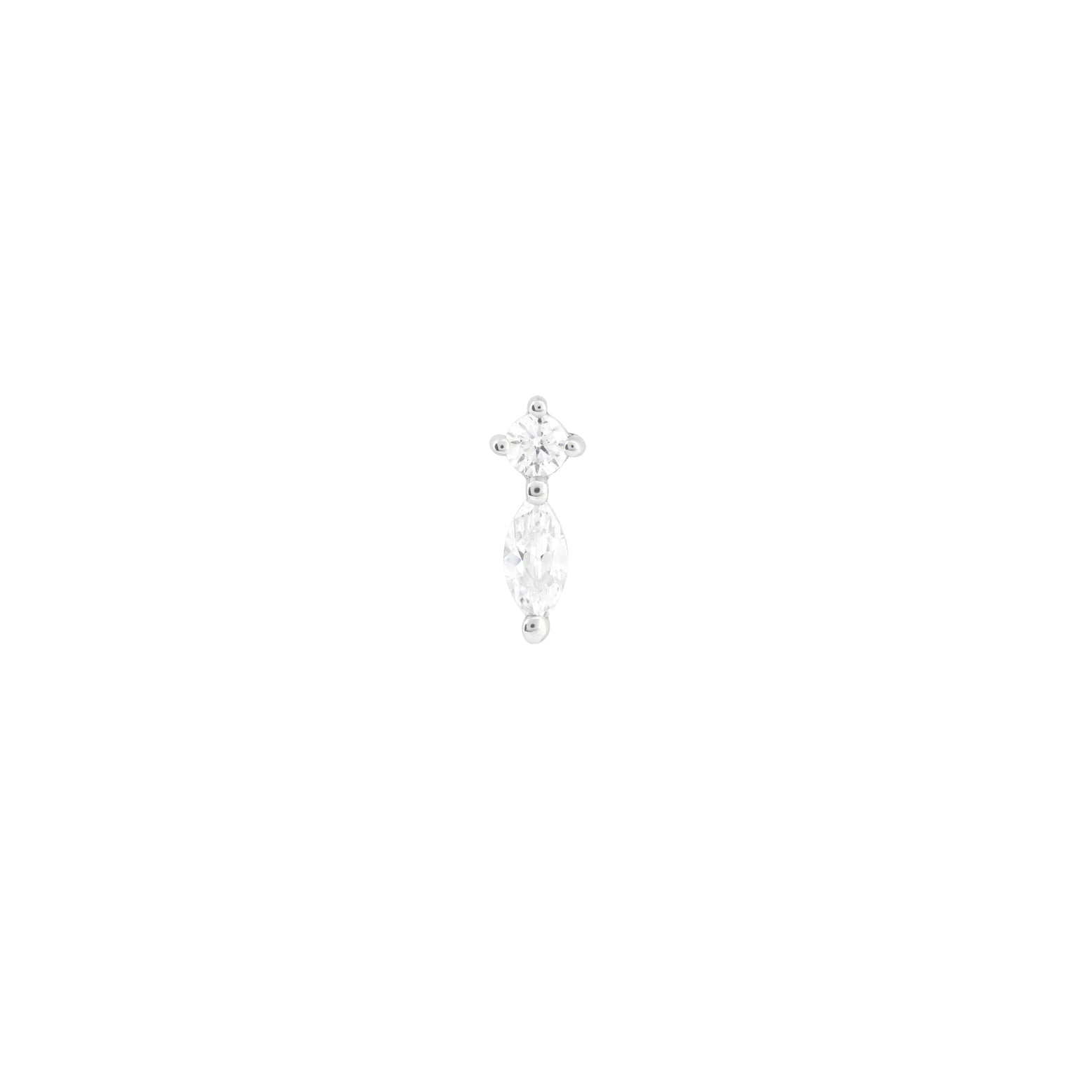 Solid White Gold Teardrop Piercing Stud
