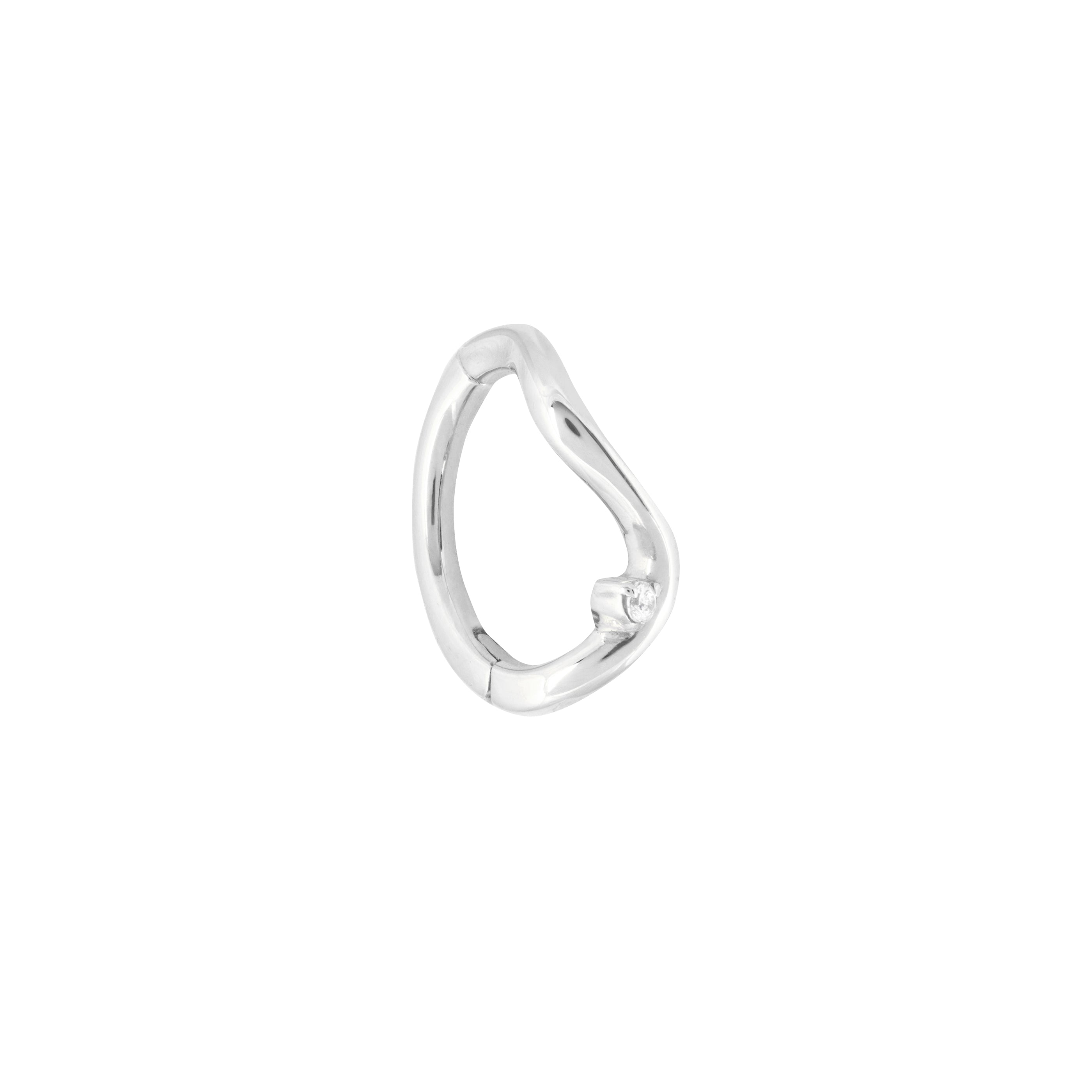 Solid White Gold Wave Rook Hoop