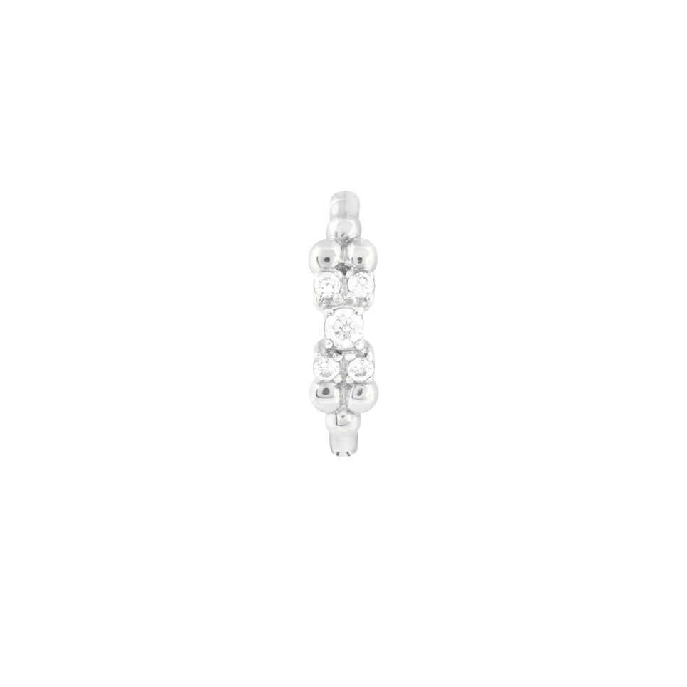 Solid White Gold Beaded Crystal Piercing Hoop