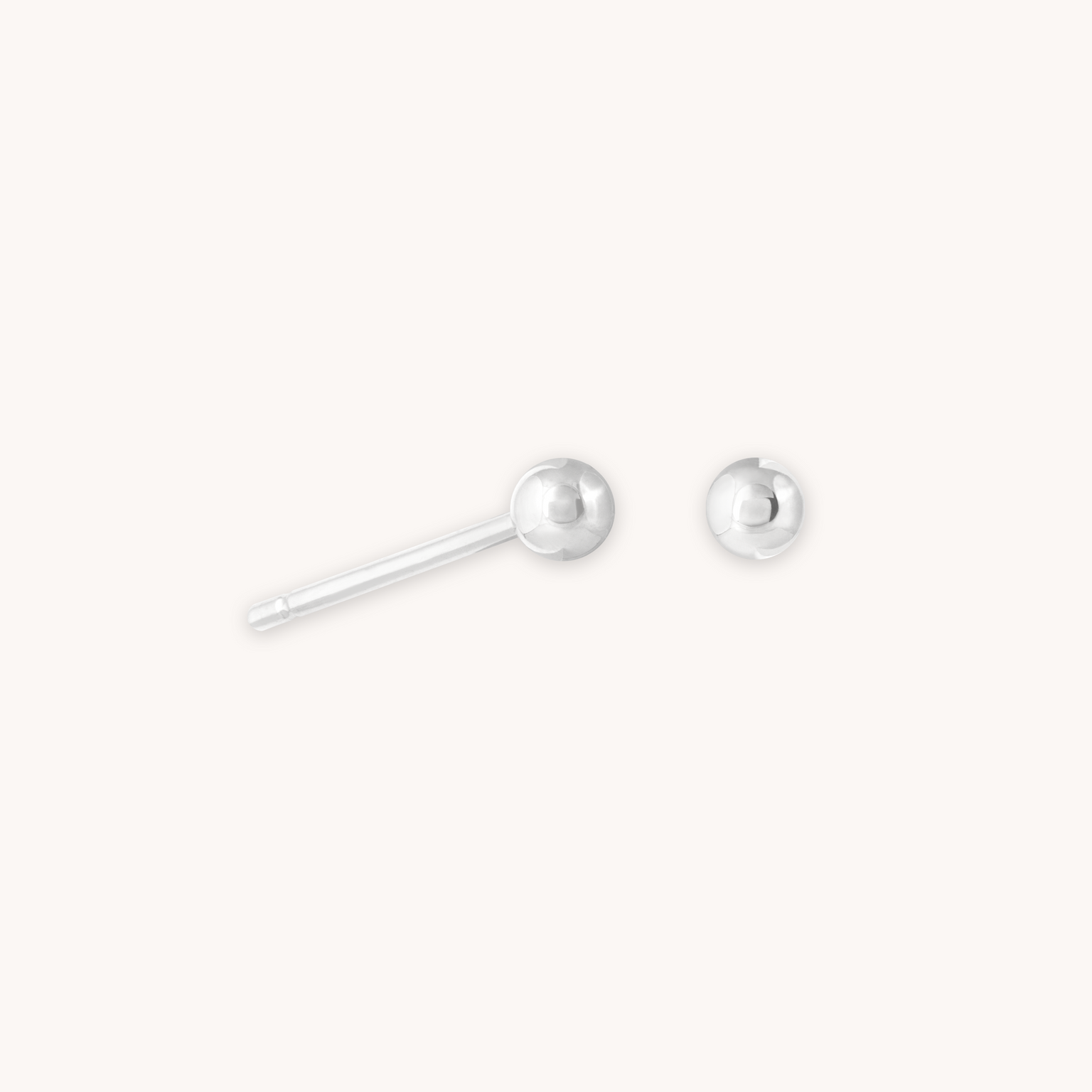 Large Ball Stud Earrings in Solid White Gold with 14CT solid gold label
