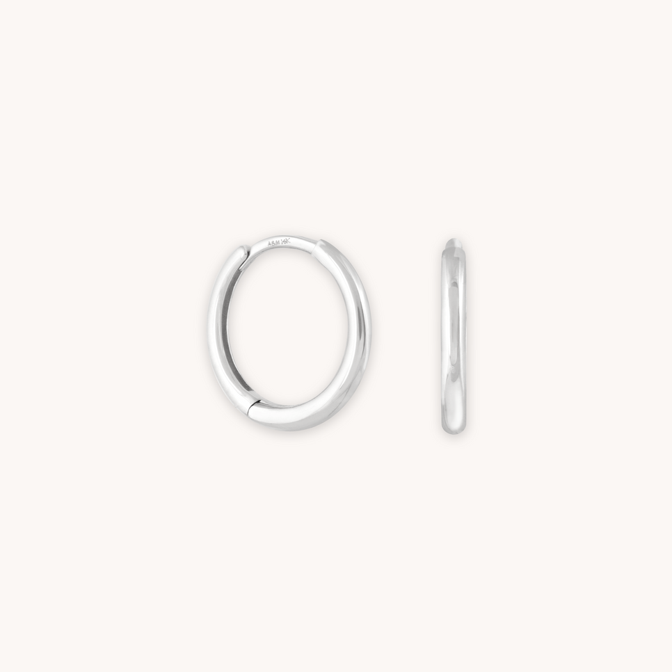 Simple Hoops in Solid White Gold with 14CT solid gold label
