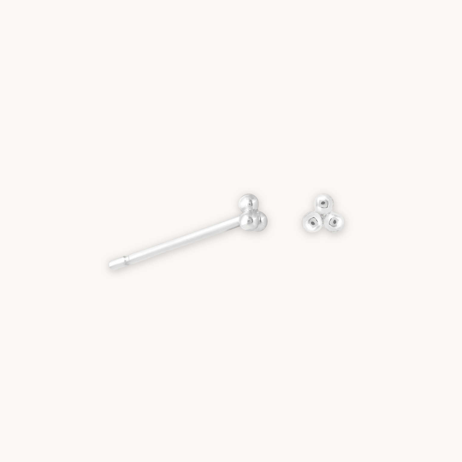 Trinity Stud Earrings in Solid White Gold cut out
