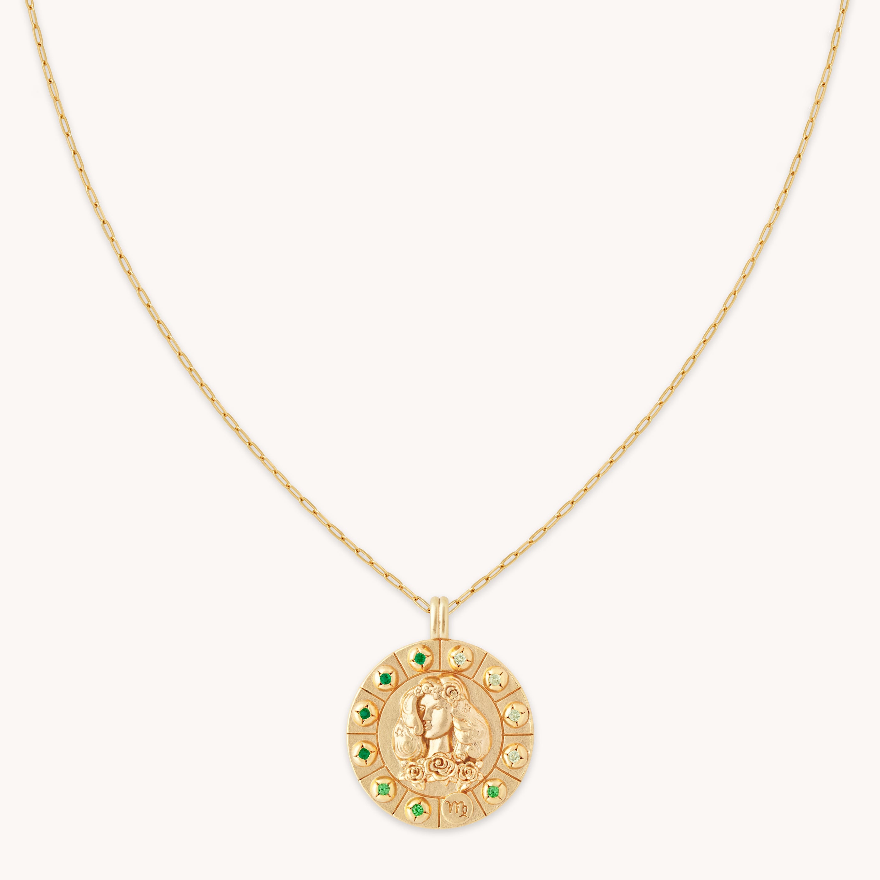Virgo Bold Zodiac Pendant Necklace in Gold