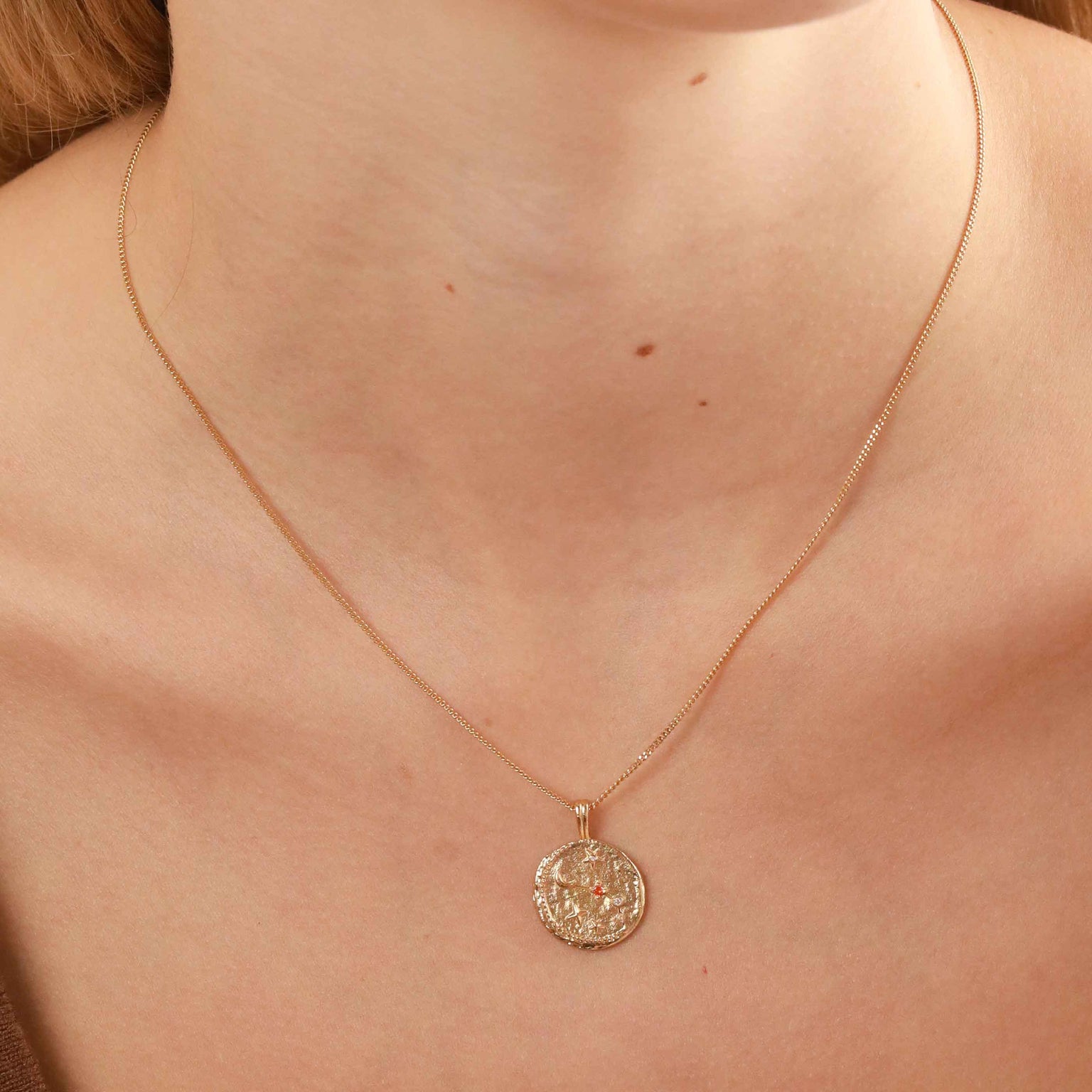 Aries Zodiac Pendant Necklace in Gold