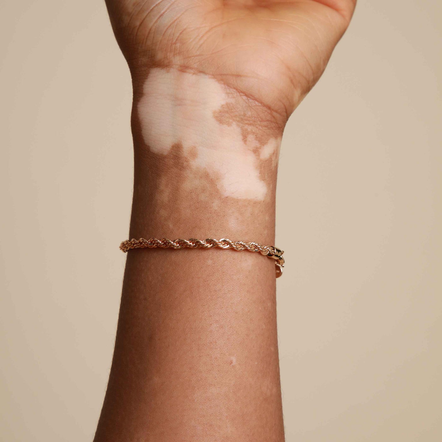 Rope Bold Chain Bracelet in Gold worn