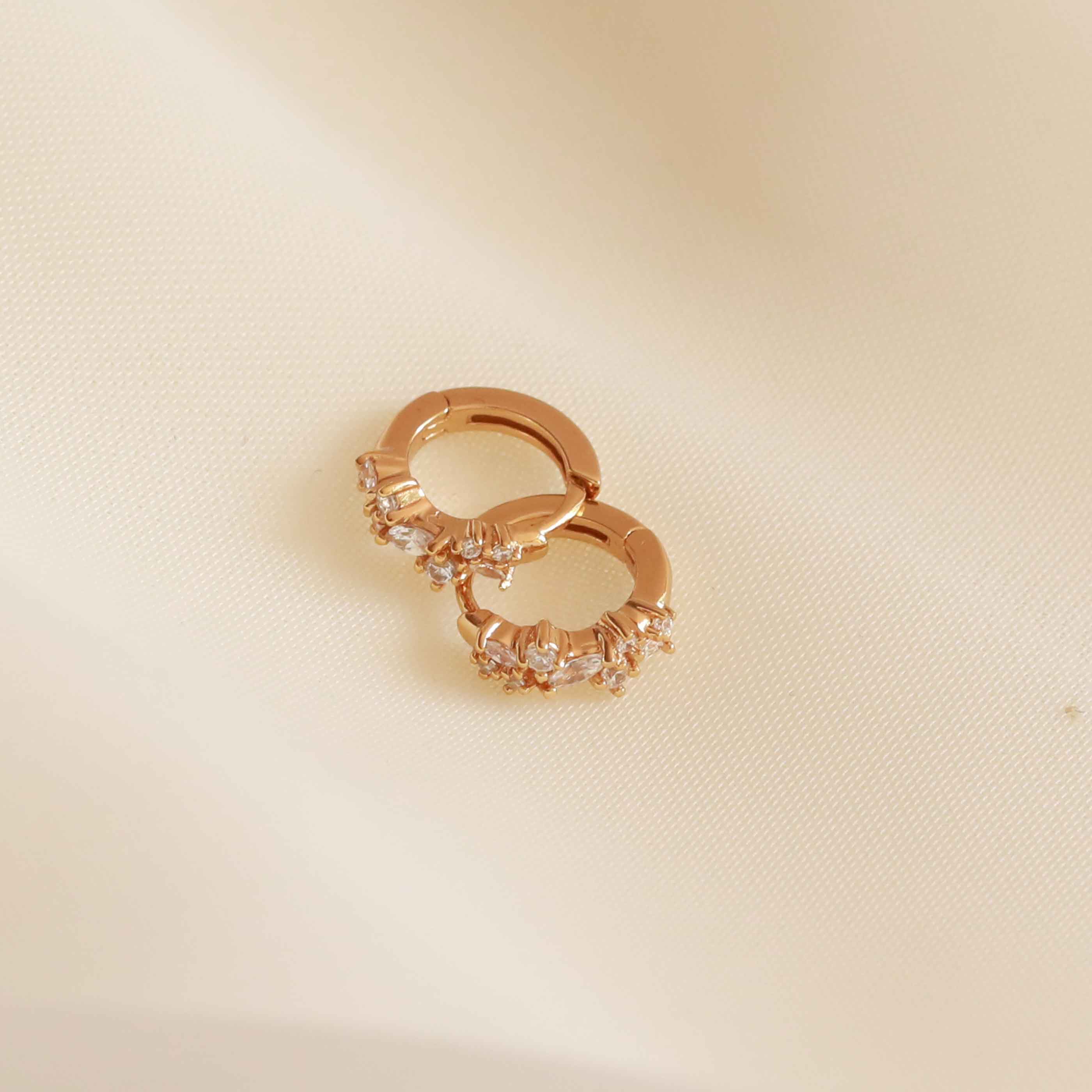 Crystal Cluster Huggies in Gold