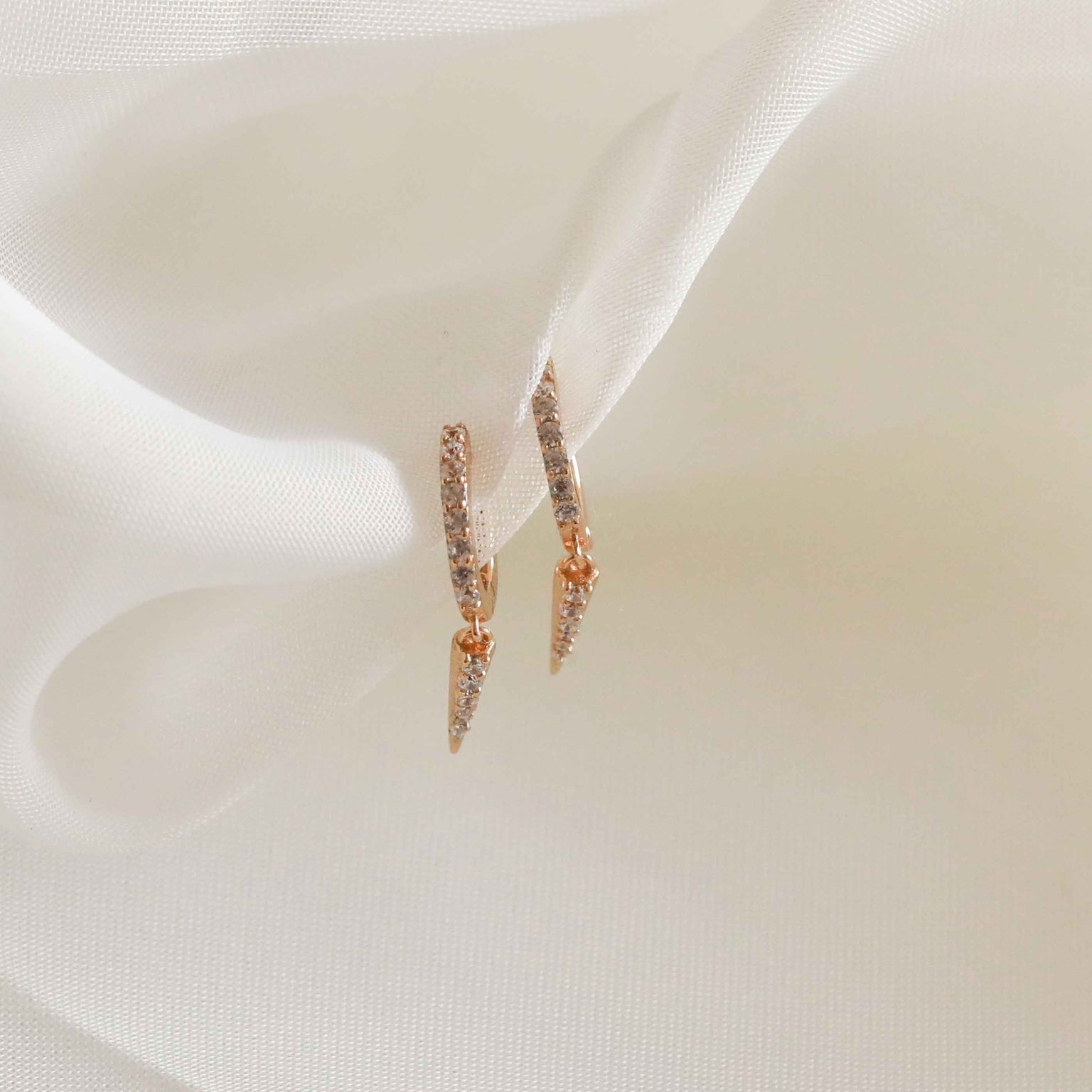 Crystal Spike Huggies in Gold