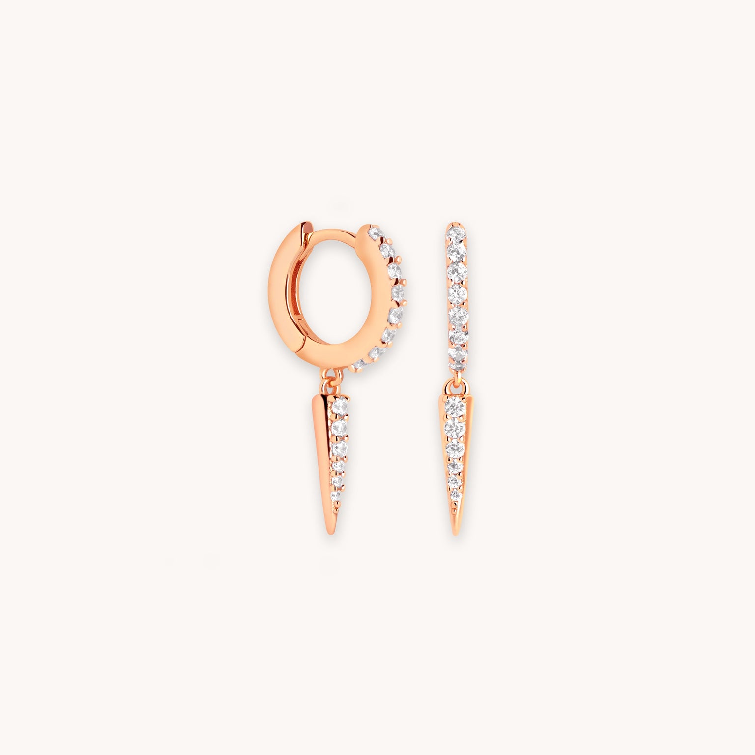 Crystal Spike Huggies in Rose Gold