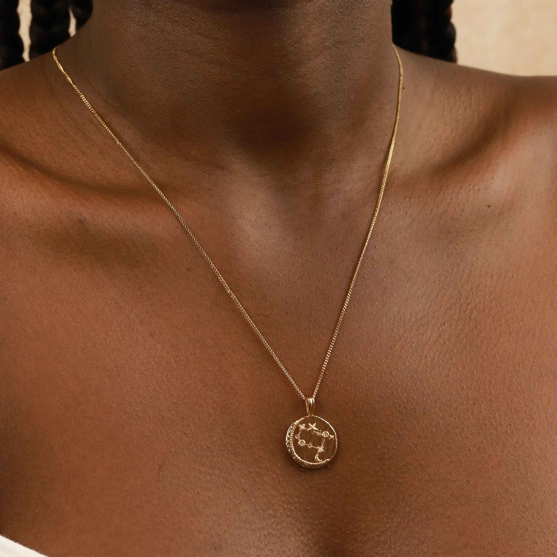 Gemini Zodiac Pendant Necklace in Gold