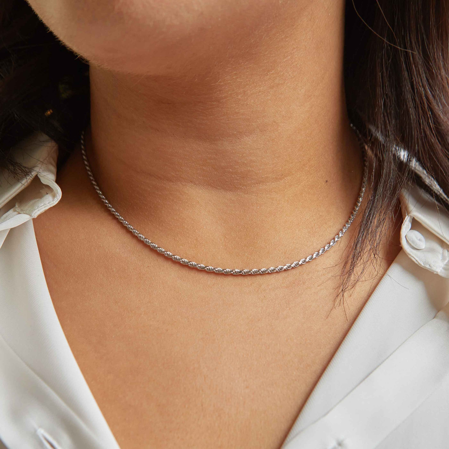 Rope Chain Necklace in Silver