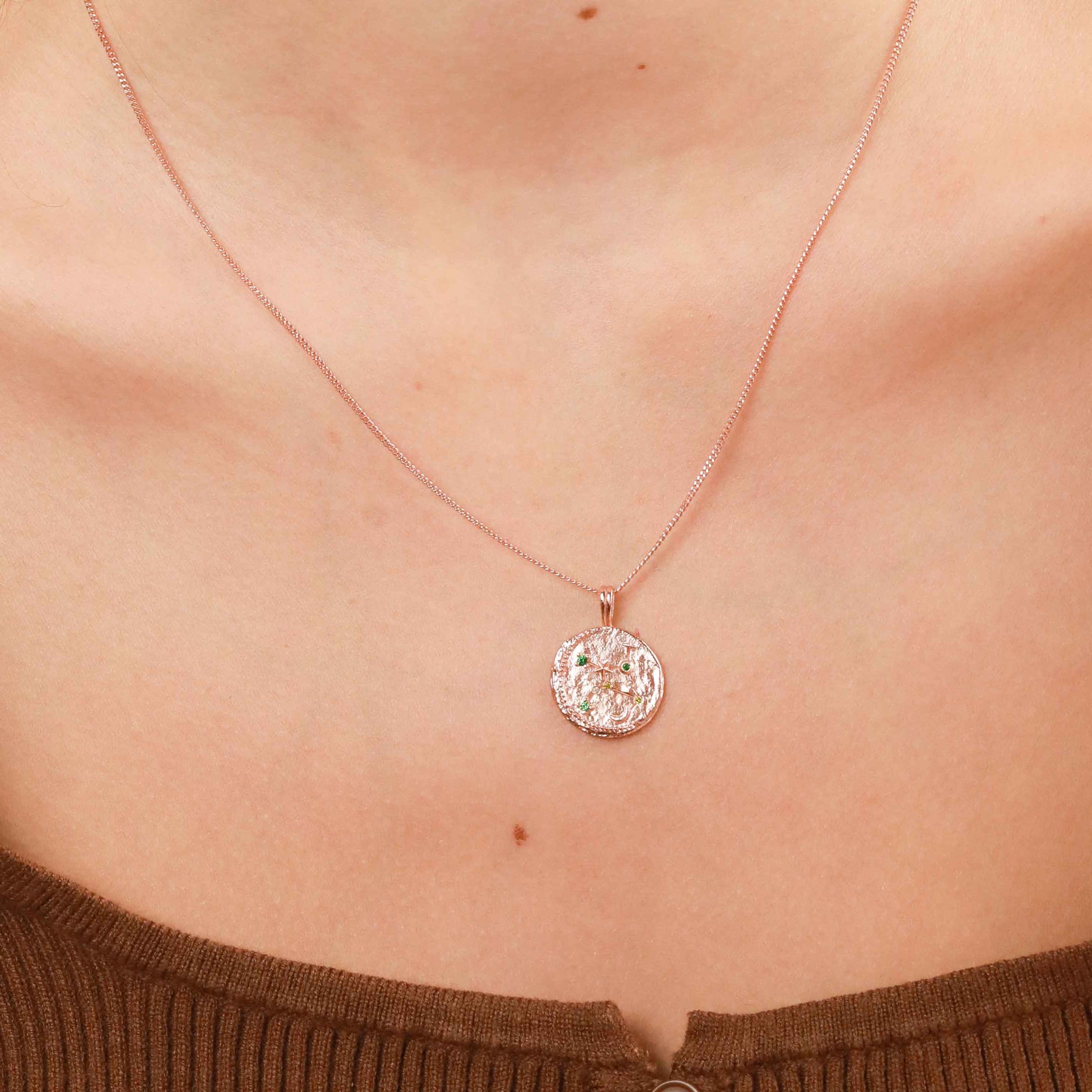 Virgo Zodiac Pendant Necklace in Rose Gold