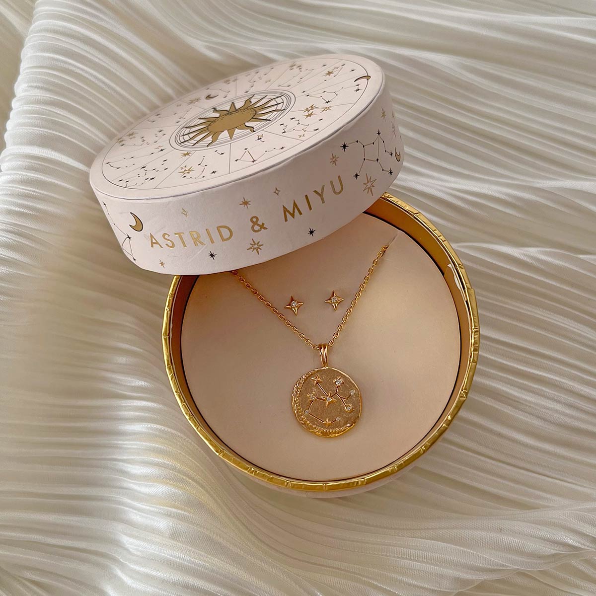 Zodiac Gift Set in Gold flat lay