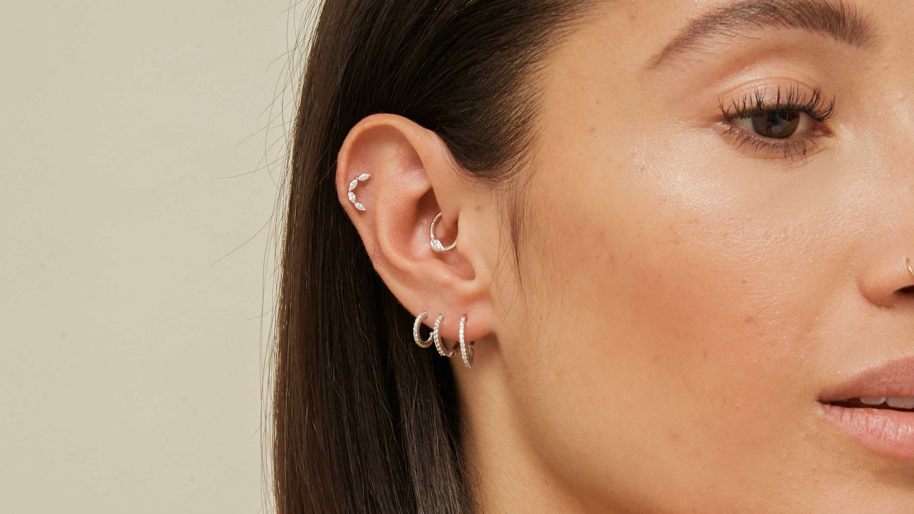 Solid gold piercing deals earrings