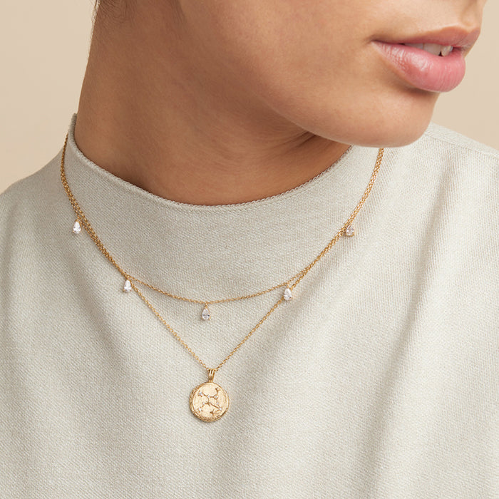 Three zodiac star sign necklaces from Astrid & Miyu's constellation jewellery collection