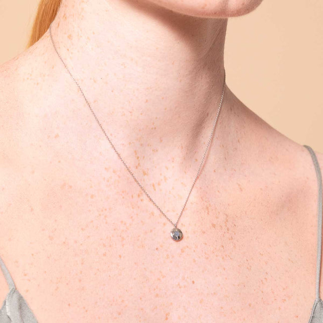 Birthstone Jewellery - March Aquamarine Birthstone Necklace in Solid White Gold - Pendant Necklace - Astrid &amp; Miyu