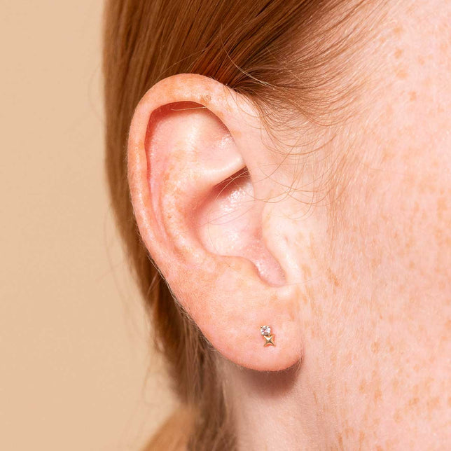April Topaz Birthstone Earrings in Solid Gold