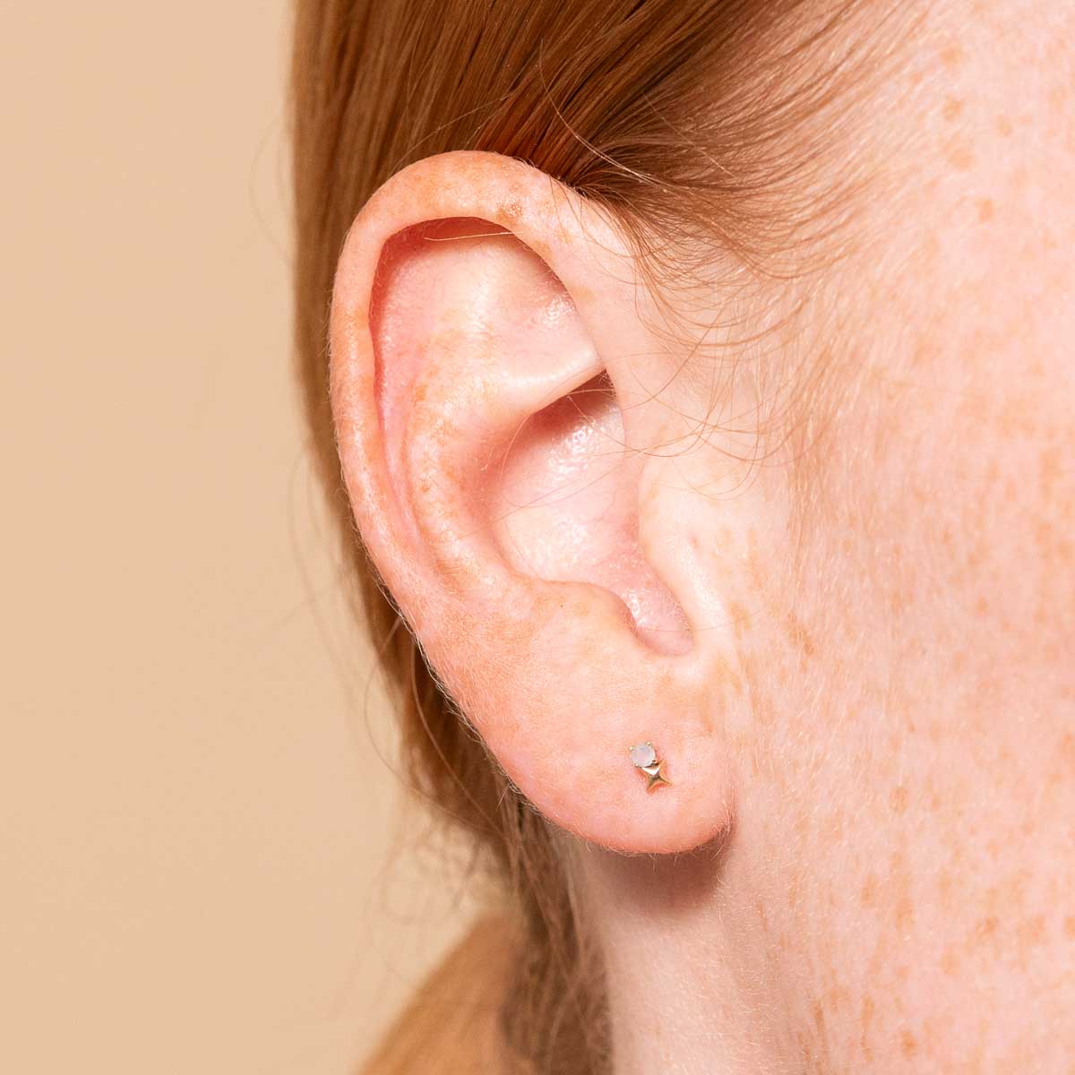 Birthstone Earrings - June Moonstone Birthstone Earrings in Solid Gold - Stud Earrings - Astrid &amp; Miyu