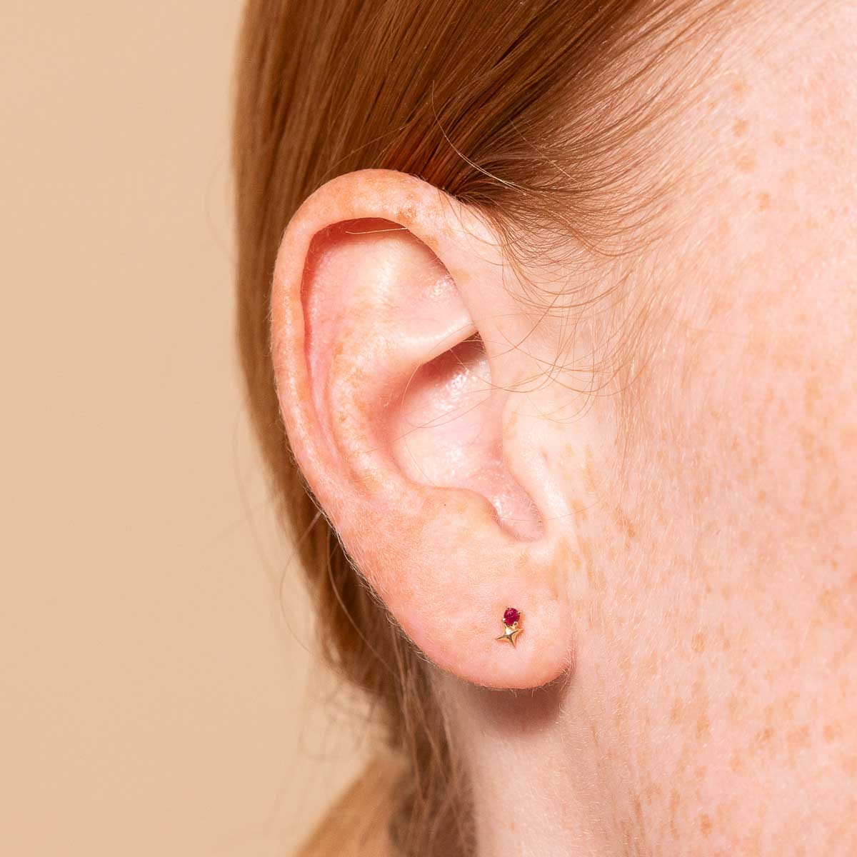 Birthstone Earrings - July Ruby Birthstone Earrings in Solid Gold - Stud Earrings - Astrid &amp; Miyu