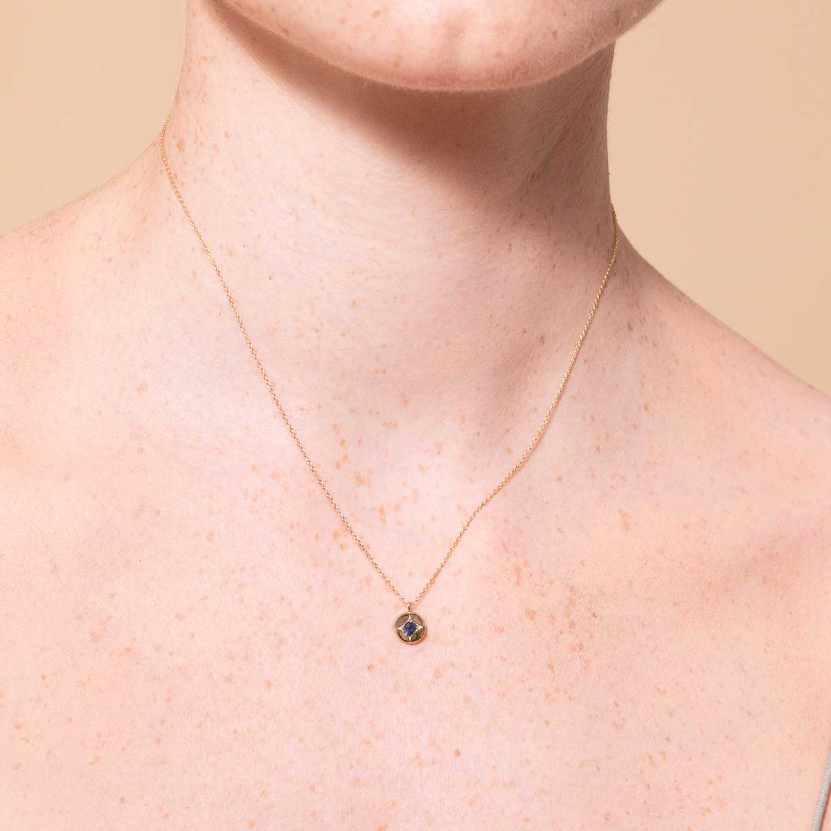 September Sapphire Birthstone Necklace in Solid Gold