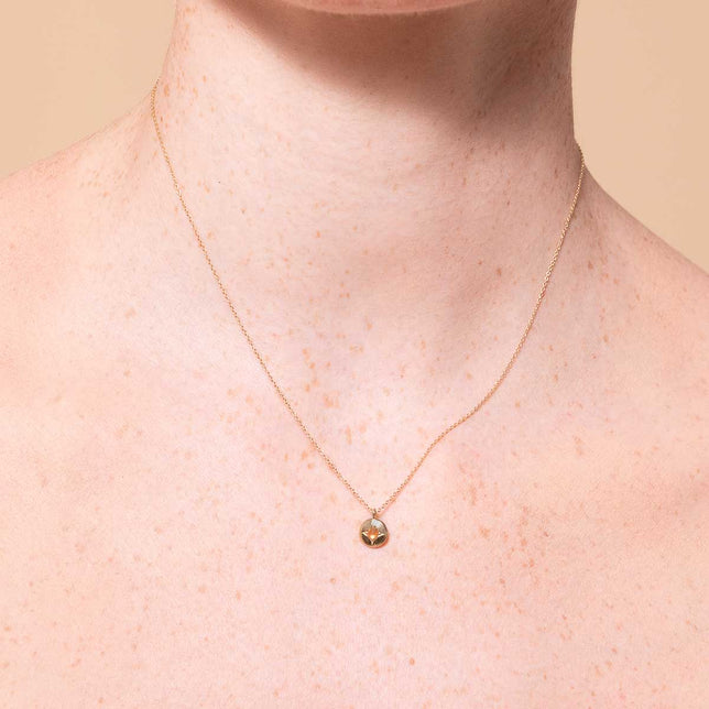 November Citrine Birthstone Necklace in Solid Gold