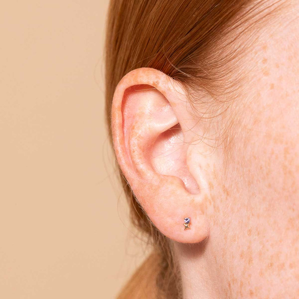 Birthstone Earrings - December Tanzanite Birthstone Earrings in Solid Gold - Stud Earrings - Astrid &amp; Miyu