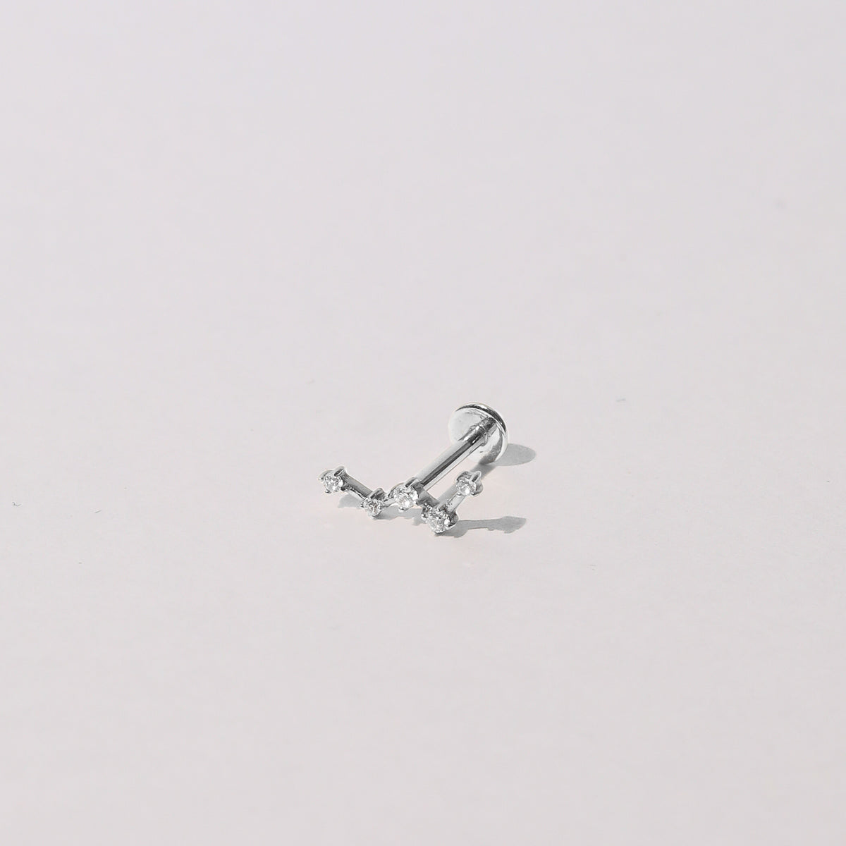 Constellation Piercing Stud 6mm in Solid White Gold flat lay