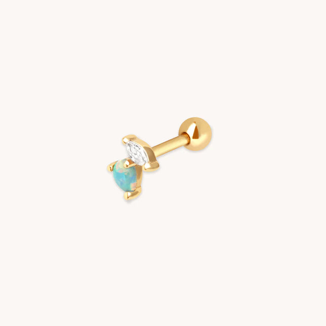 Crystal & Opal Barbell in Gold