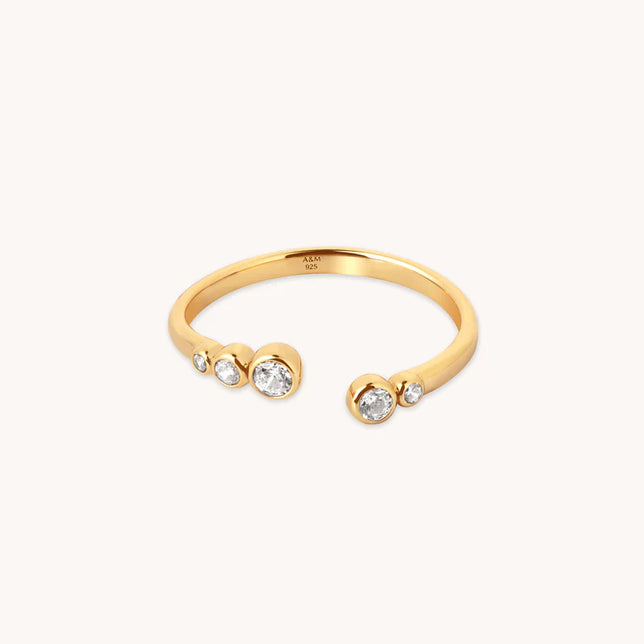 Bezel Crystal Open Ring in Gold