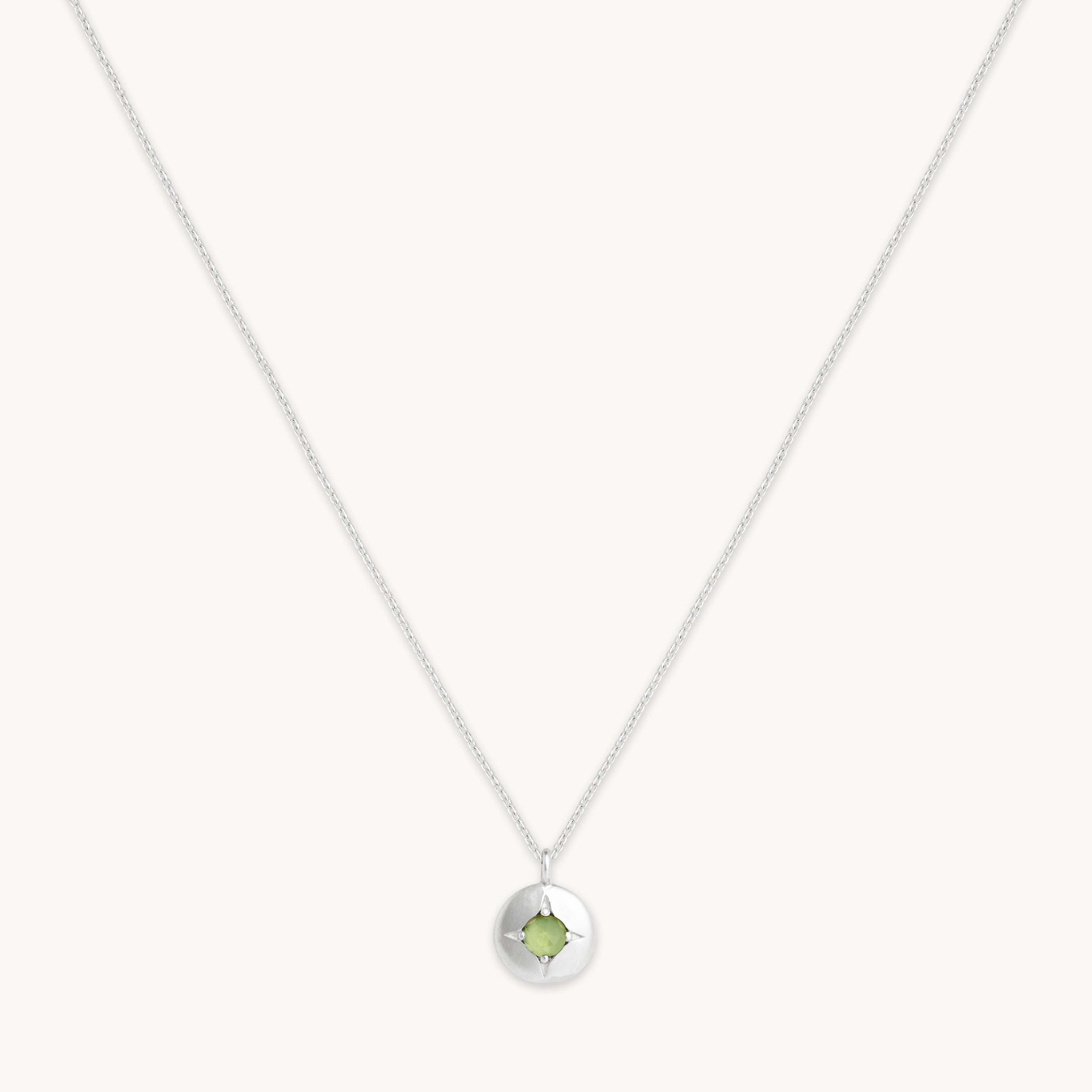 August Birthstone Necklace in Solid White Gold