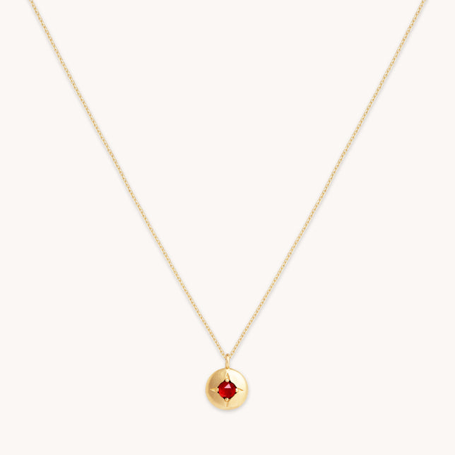 January Garnet Birthstone Necklace in Solid Gold