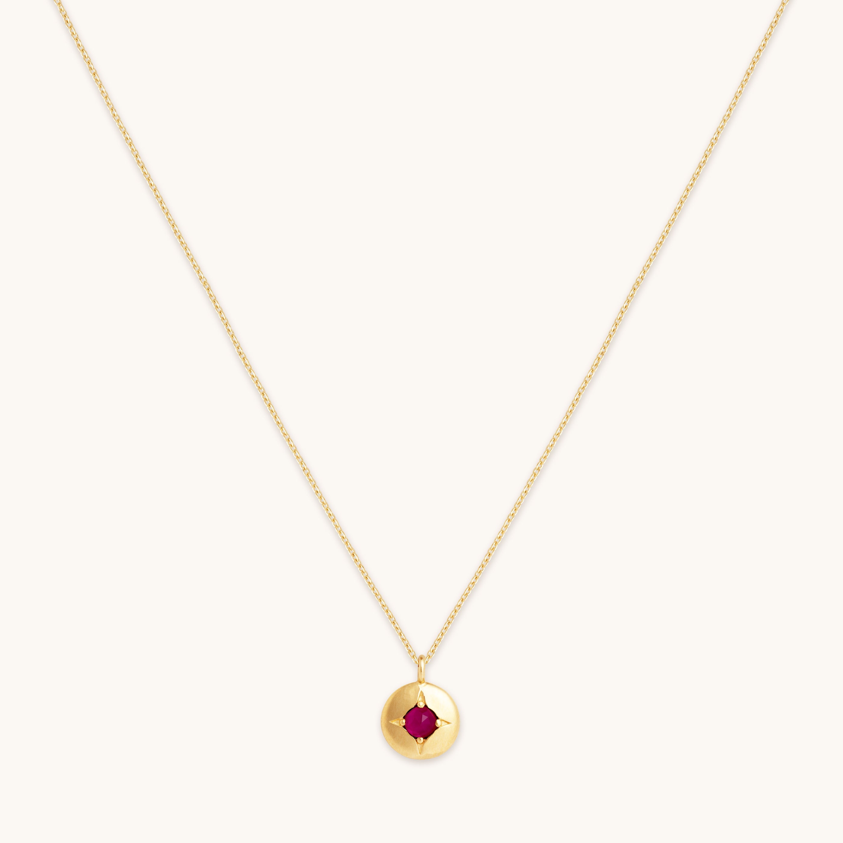 July Birthstone Necklace in Solid Gold