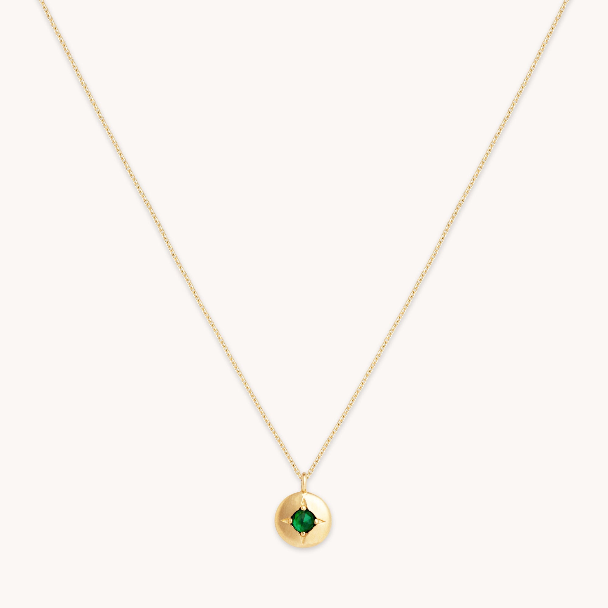 May Tsavorite Birthstone Necklace in Solid Gold