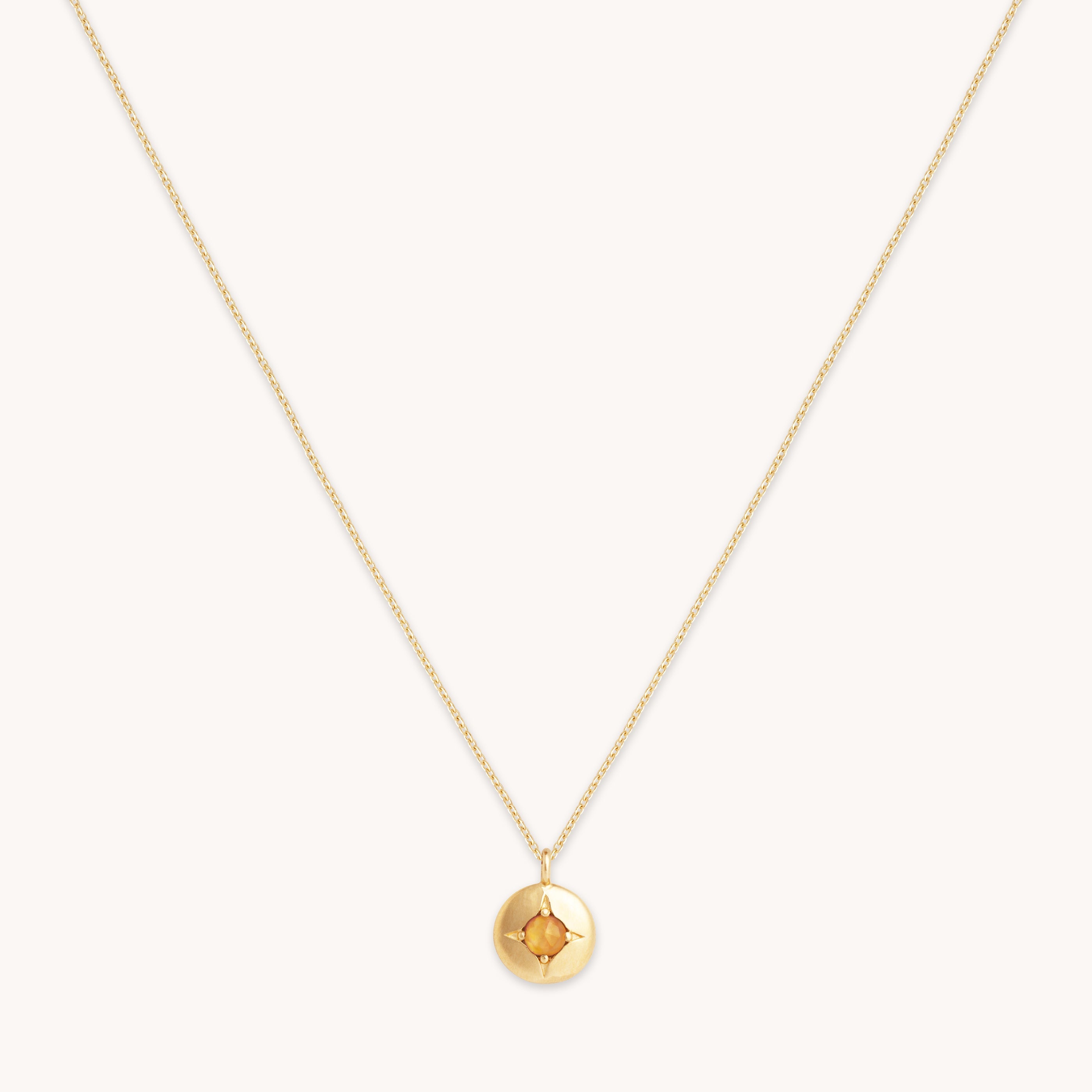 November Citrine Birthstone Necklace in Solid Gold