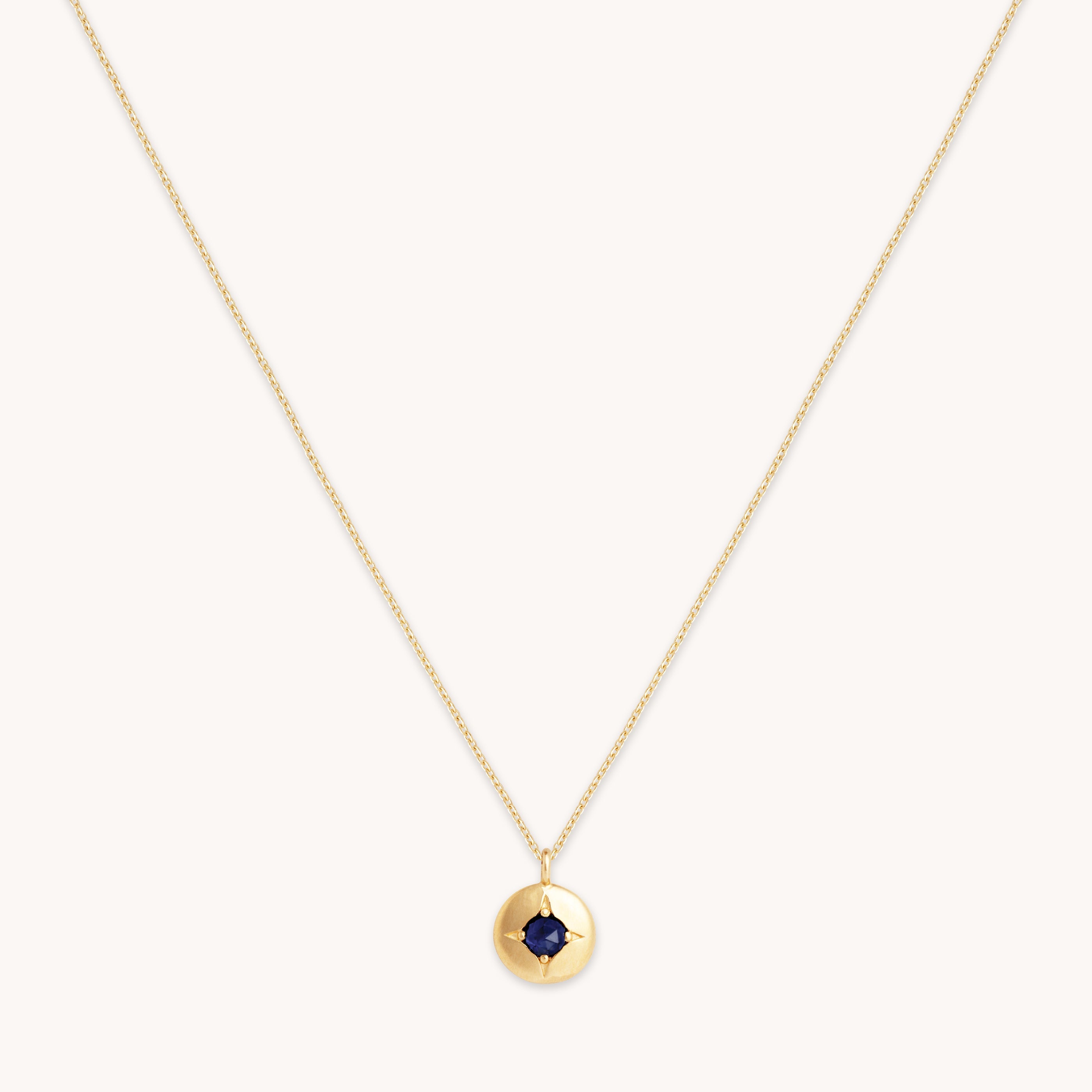 September Sapphire Birthstone Necklace in Solid Gold