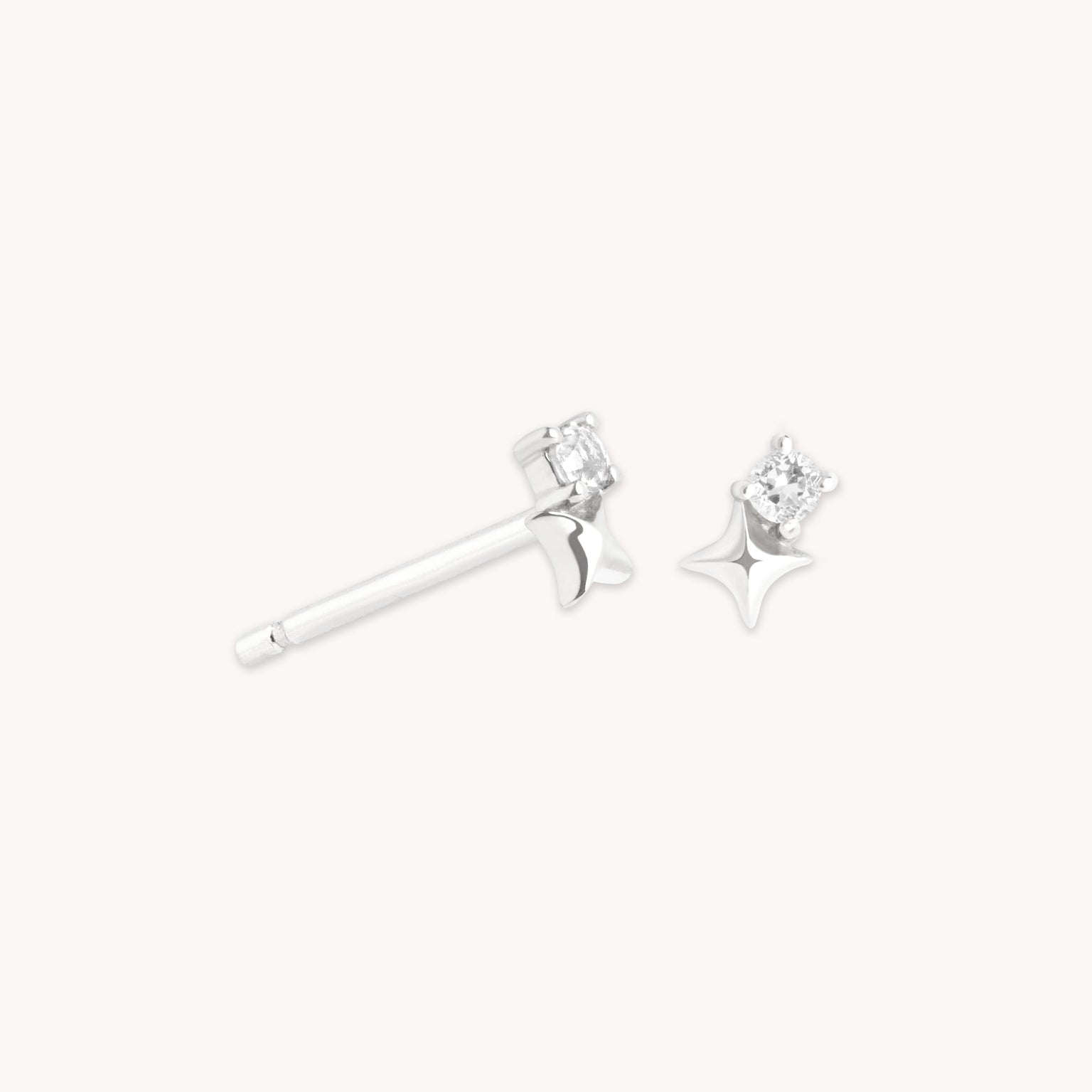 April Birthstone Earrings in Solid White Gold