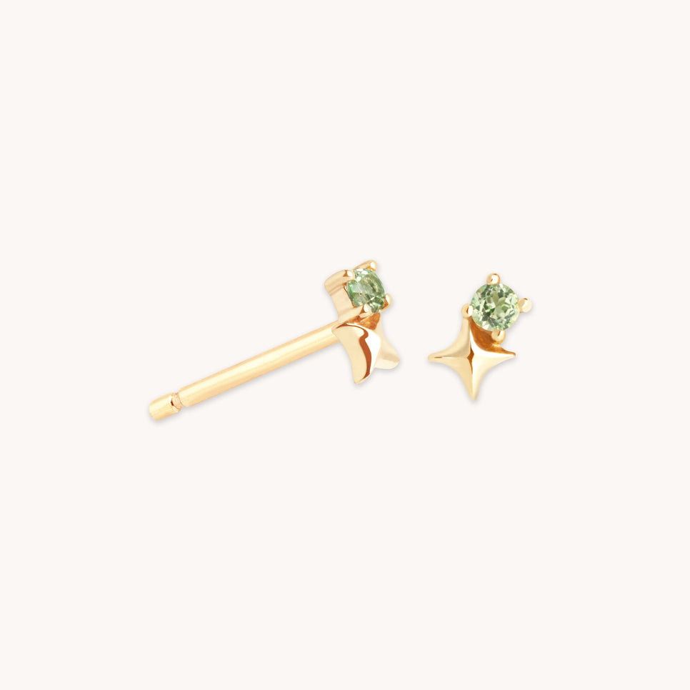 August Peridot - August Peridot Birthstone Earrings in Solid Gold - Stud Earrings - Astrid &amp; Miyu