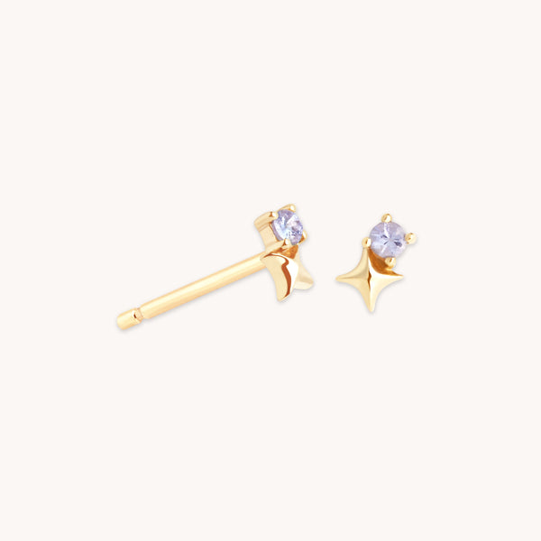 December Tanzanite Birthstone Earrings in Solid Gold