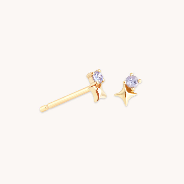 Birthstone Earrings - December Tanzanite Birthstone Earrings in Solid Gold - Stud Earrings - Astrid &amp; Miyu