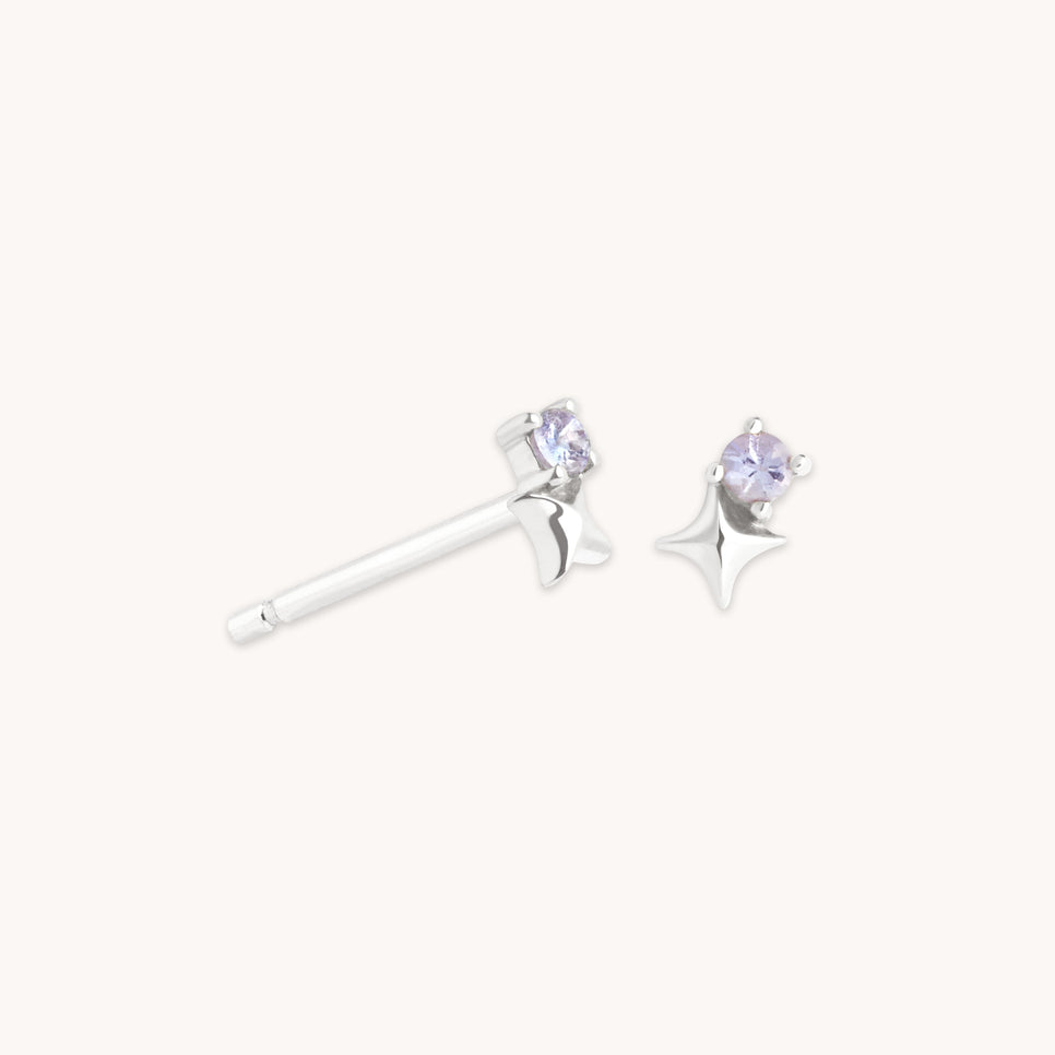 Birthstone Earrings - December Tanzanite Birthstone Earrings in Solid White Gold - Stud Earrings - Astrid &amp; Miyu