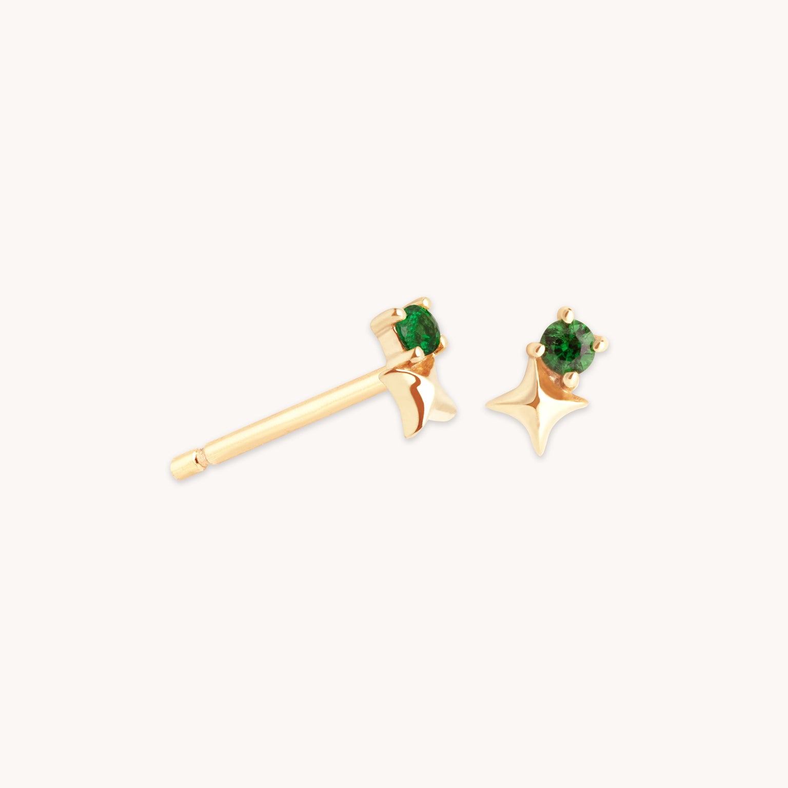 Birthstone Earrings - May Tsavorite Birthstone Earrings in Solid Gold - Stud Earrings - Astrid &amp; Miyu