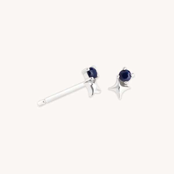 September Sapphire Birthstone Earrings in Solid White Gold