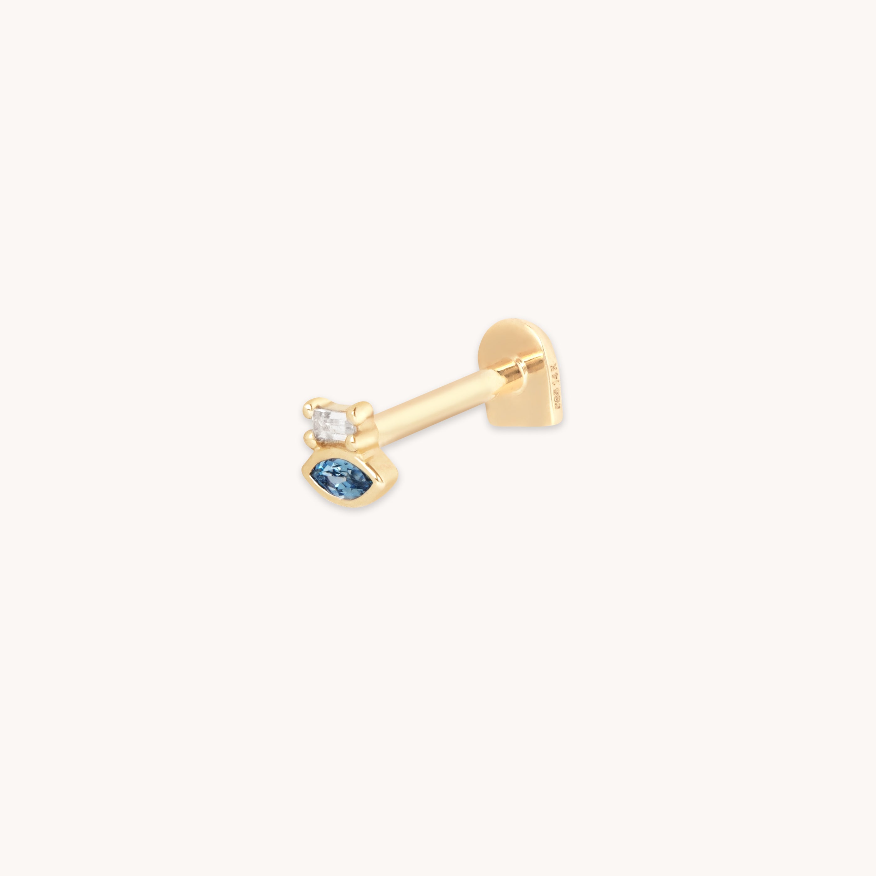 Baguette & Marquise Piercing Stud in Solid Gold