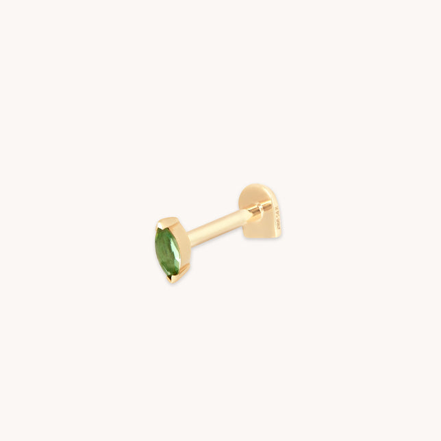 Green Tourmaline Marquise Piercing Stud in Solid Gold