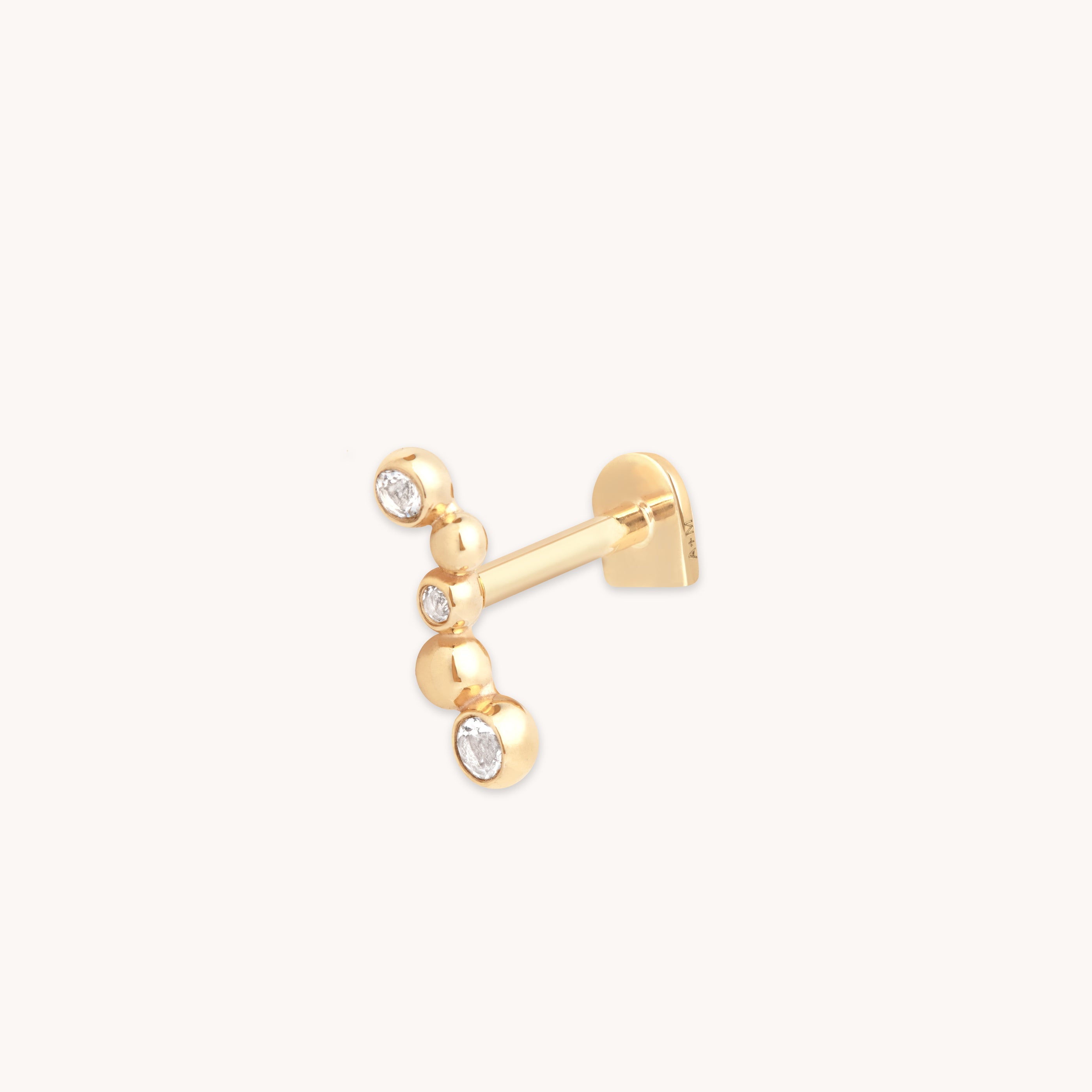 Topaz Beaded Wave Piercing Stud in Solid Gold