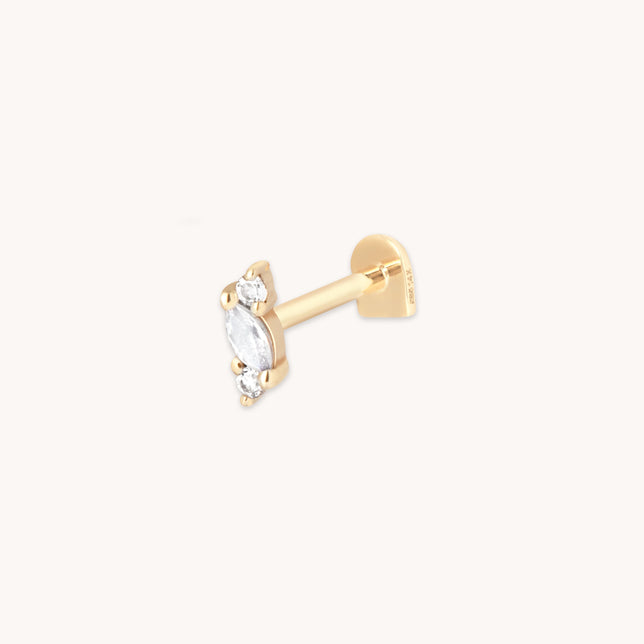 Moonstone Cluster Piercing Stud in Solid Gold