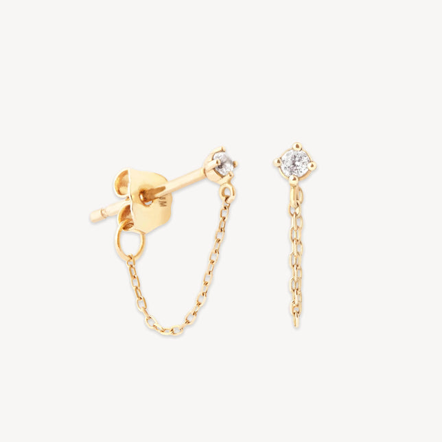 Topaz Chain Stud Earrings in Solid Gold