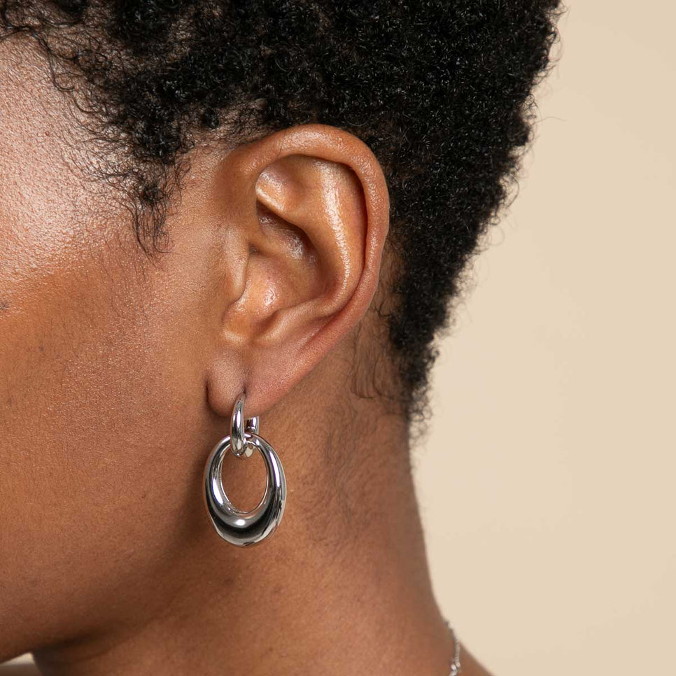 Earrings - Dome Link Hoops in Silver - Hoop Earrings - Astrid &amp; Miyu