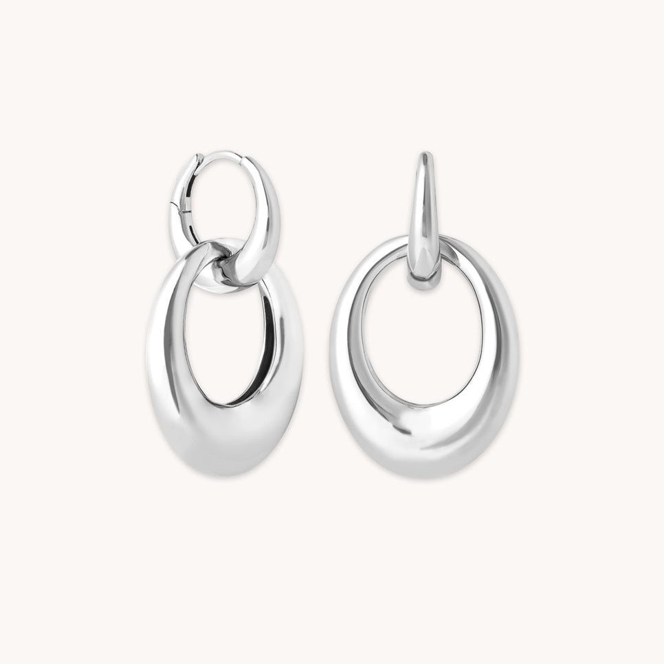 Earrings - Dome Link Hoops in Silver - Hoop Earrings - Astrid &amp; Miyu