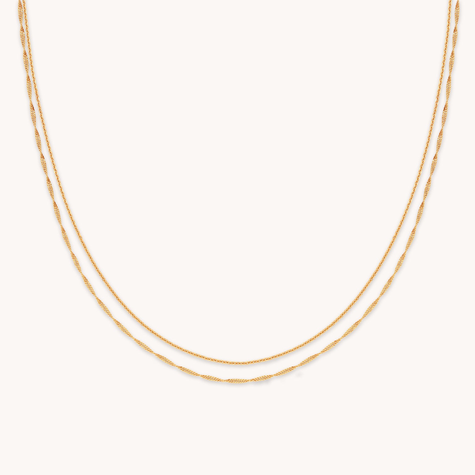 Illusion Twist Double Chain Necklace in Gold