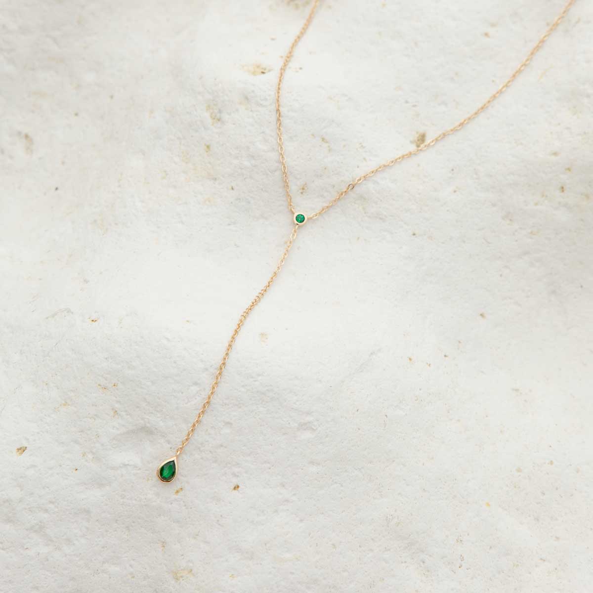 Green Topaz Lariat Necklace in Gold